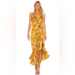 Bronx and Banco Narciss Floral High-Low Ruffle Maxi Dress